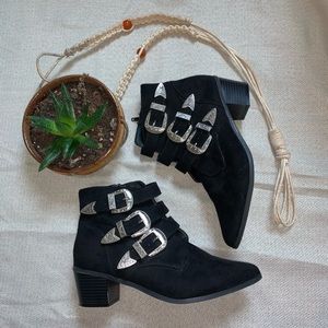 Forever 21 Western Buckle Pointed Boot